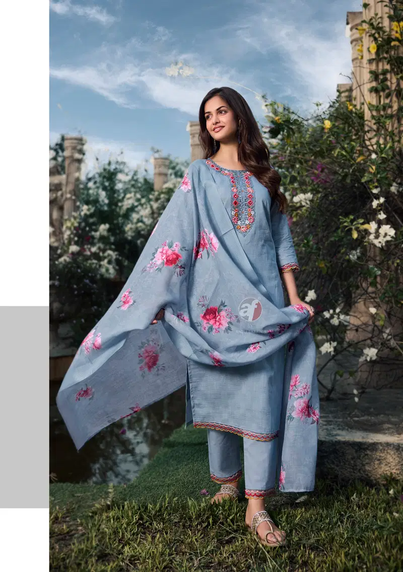 Af Patterns Vol 3 By Anju Pure Cotton Designer Kurti With Bottom Dupatta Wholesale Price In Surat
